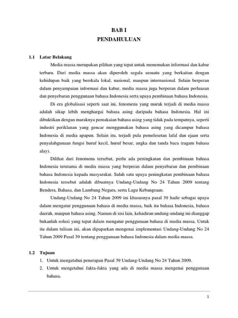 Implementasi Pasal 39 Uu No 24 Tahun 2009 | PDF