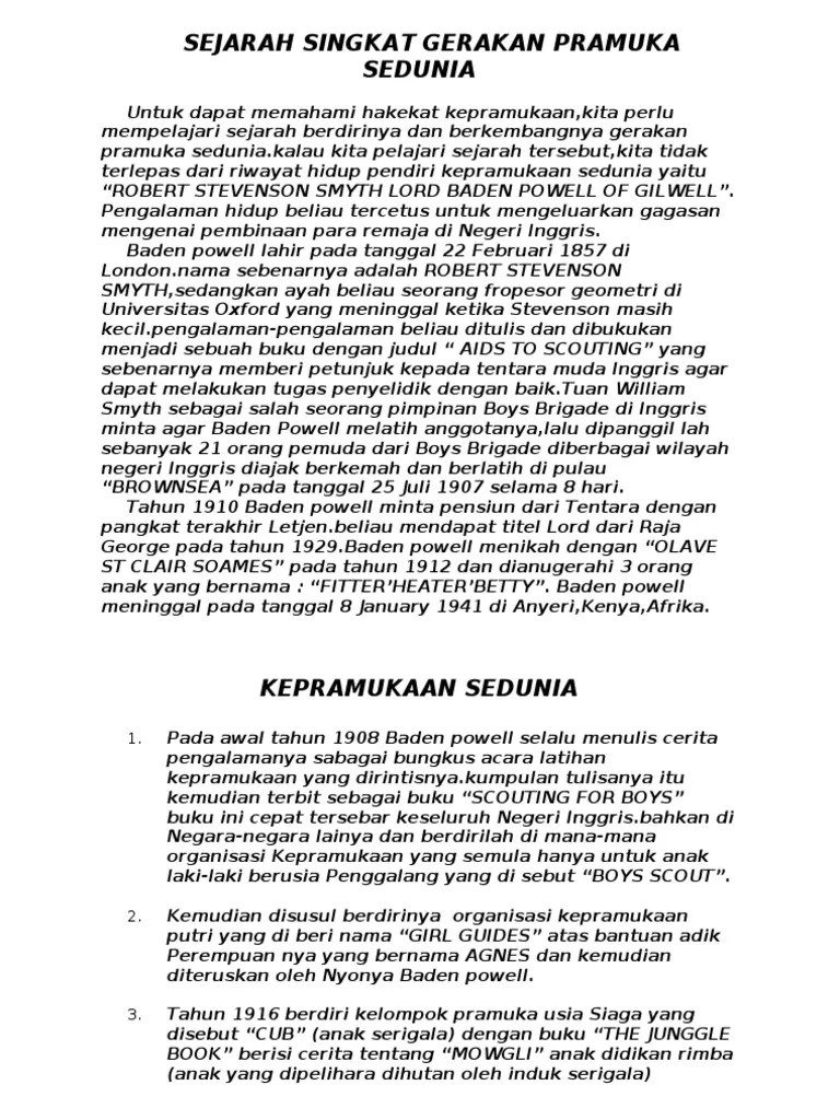 Sejarah Kepramukaan Di Indonesia Dan Dunia