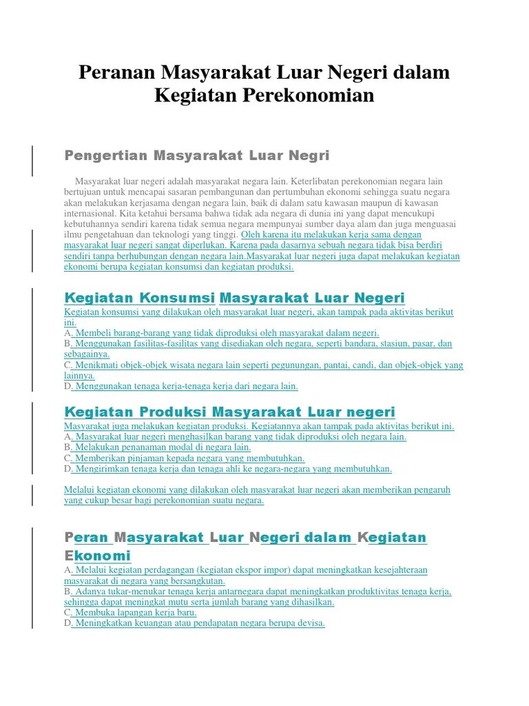 Bagaimana kegiatan ekonomi yang dilakukan oleh perusahaan sebagai konsumen? Jelaskan Peranan Masyarakat Luar Negeri Dalam Kegiatan Ekonomi Dengan