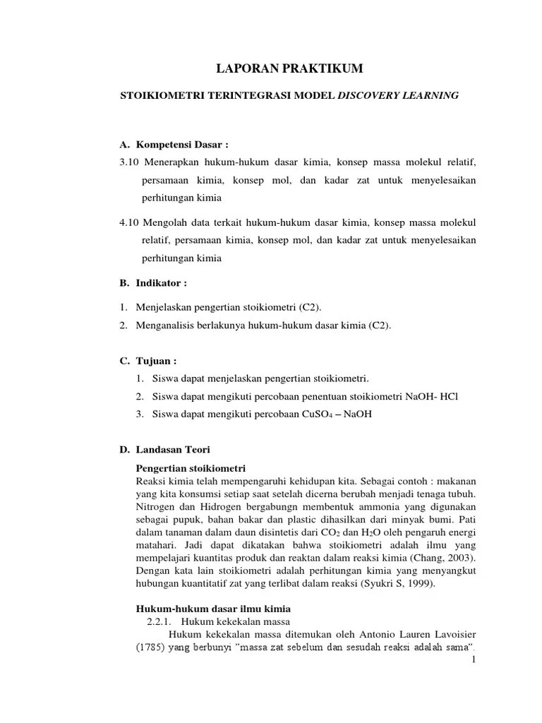 Secara rinci tentang hukum, rumus dan contoh soalnya secara lengkap. Laporan Praktikum Hukum Kekekalan Massa Seputar Laporan