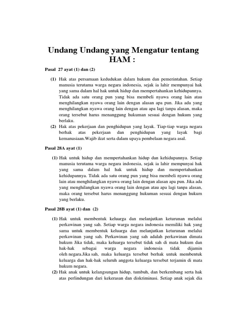 Undang Undang Yang Mengatur Tentang Ham - Ini Aturannya
