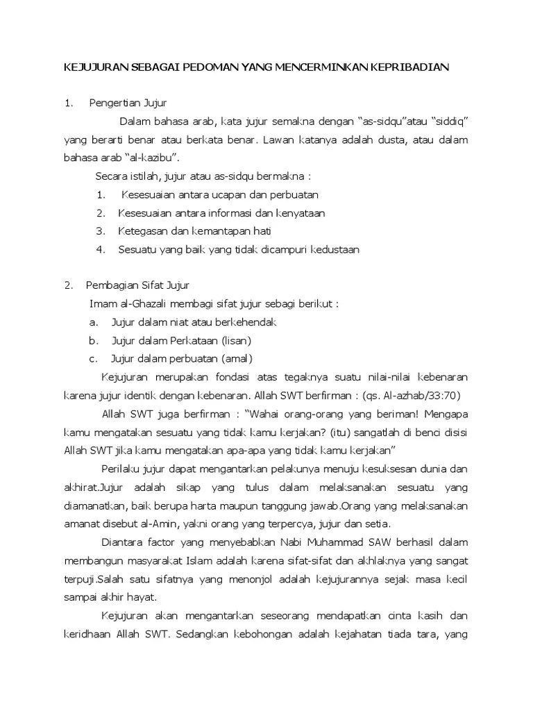 Mempertahankan kejujuran sebagai cermin kepribadian online worksheet for 1. Mempertahankan Kejujuran Sebagai Cermin Kepribadian