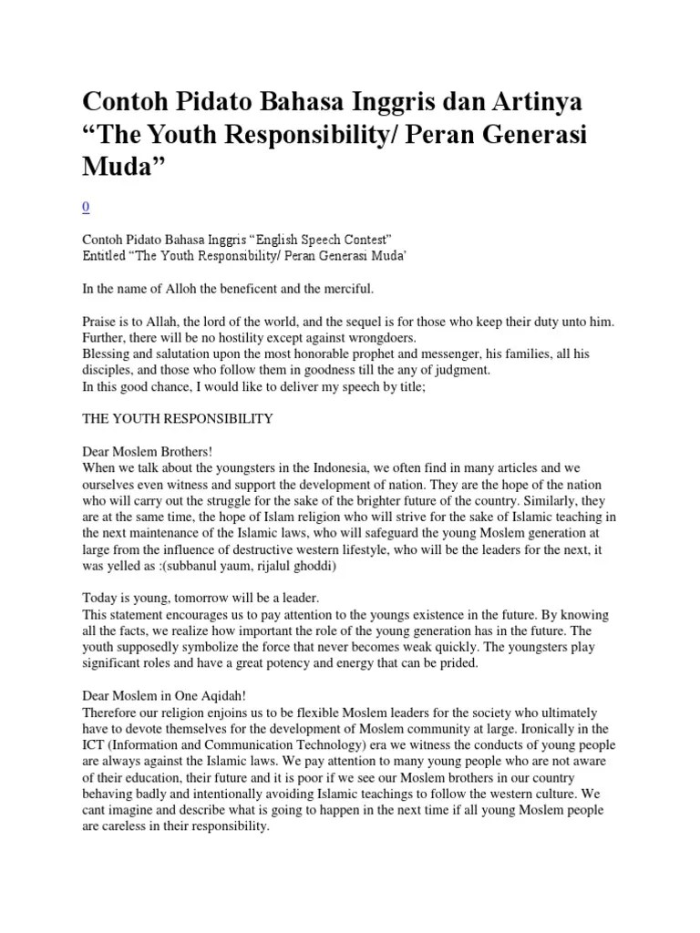 Teks Pidato Bahasa Inggris Beserta Artinya - Berbagai Teks Penting