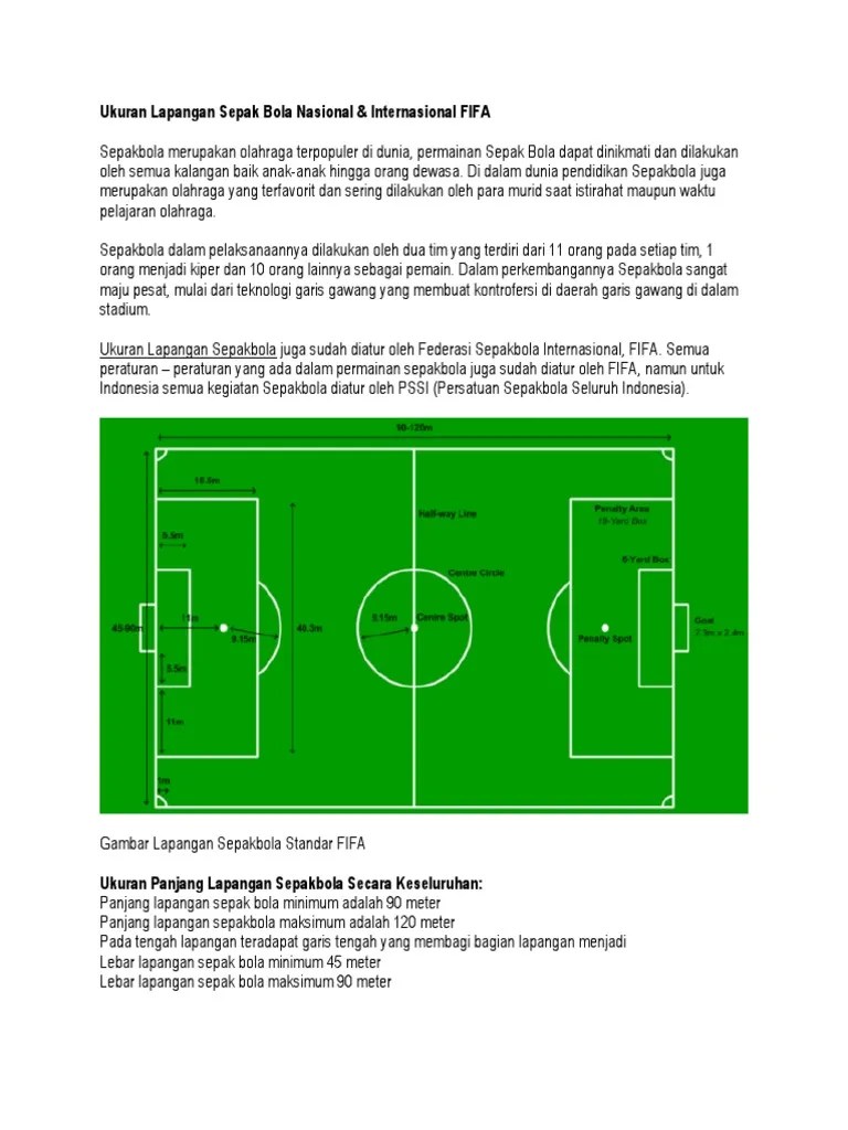 Ukuran Lapangan Sepak Bola Nasional | PDF