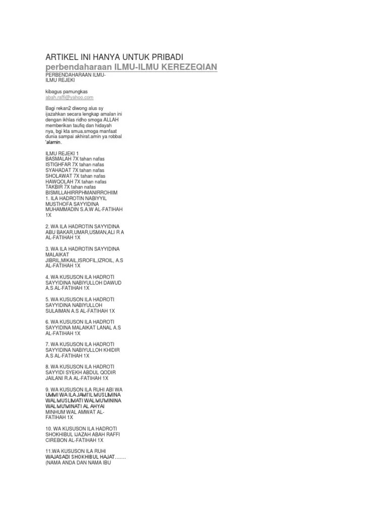 Penyebutan yang berbeda biasanya dilandasi dari bermacam sumber namun pada dasarnya dengan teks dan bacaan yang sama. Amalan 3 Pdf