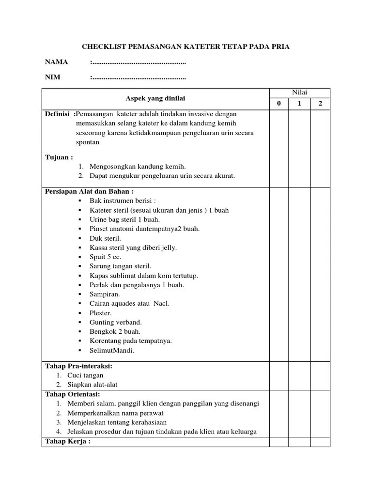Checklist Kateter Pria | PDF