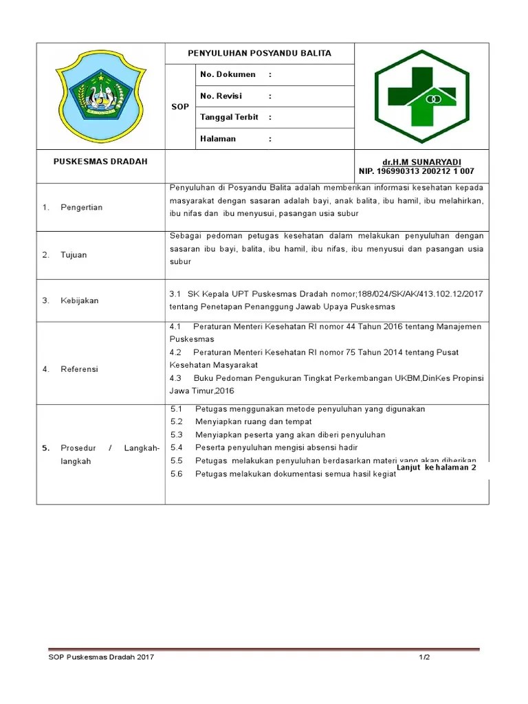SOP Penyuluhan Posyandu Balita | PDF