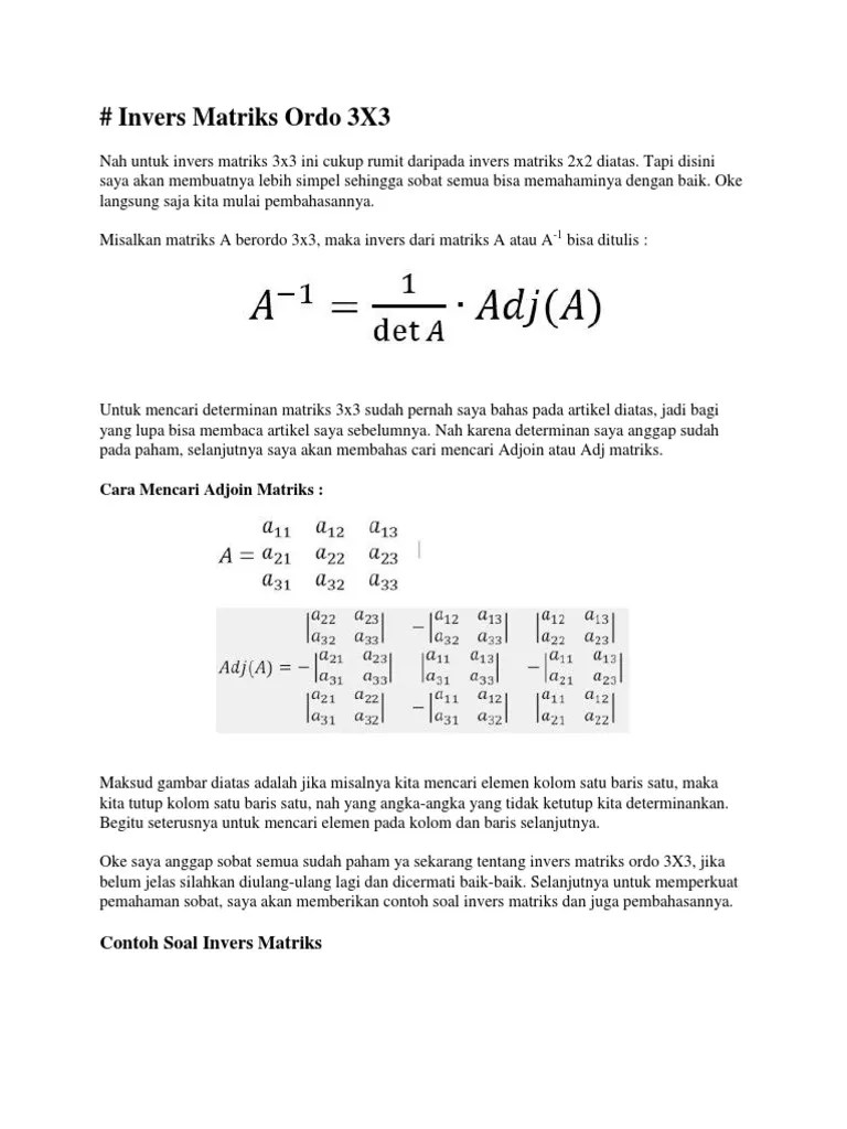 32+ Contoh Soal Cerita Determinan Matriks Ordo 3x3 - Kumpulan Contoh Soal