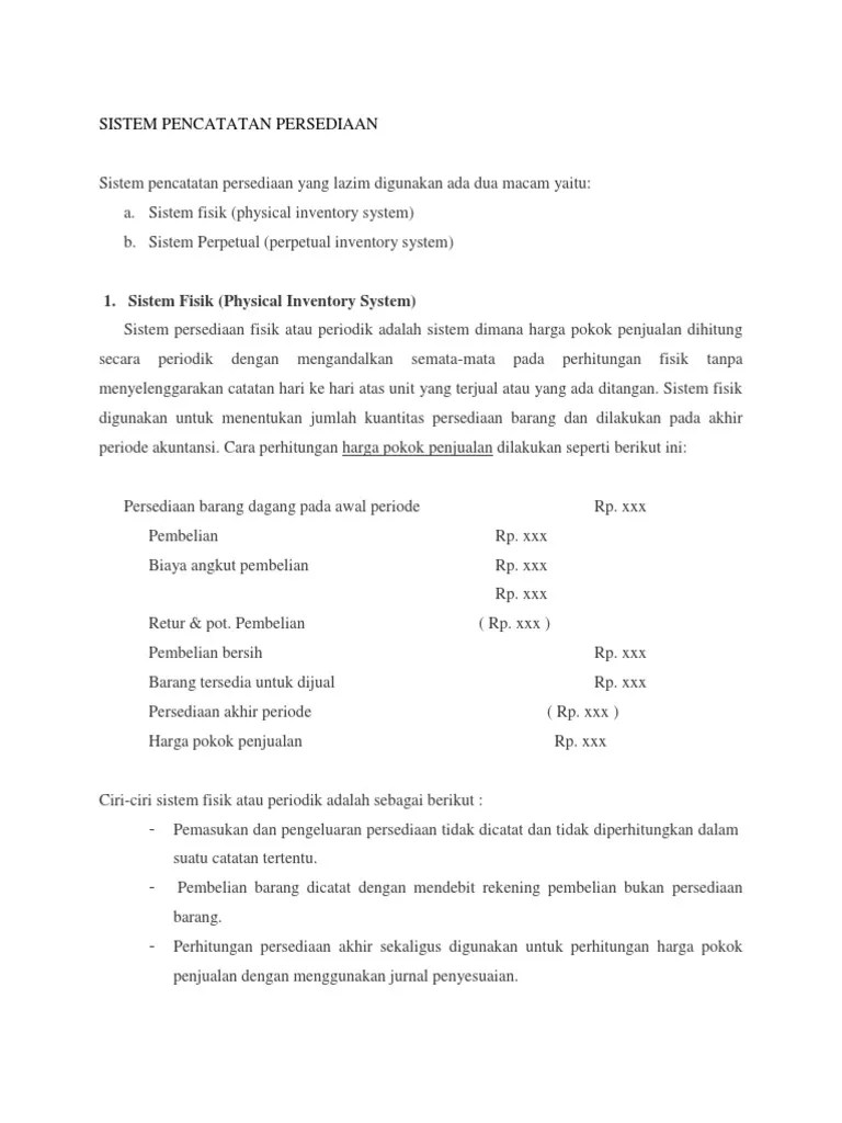 Kamu bisa memeriksa persediaan awal ini pada neraca saldo yang sedang . Sistem Pencatatan Persediaan Pdf
