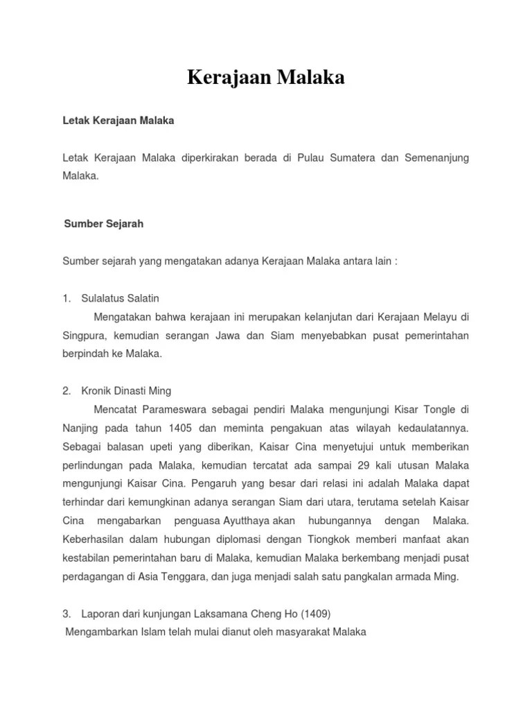 Kerajaan Malaka - Docx 1 | PDF