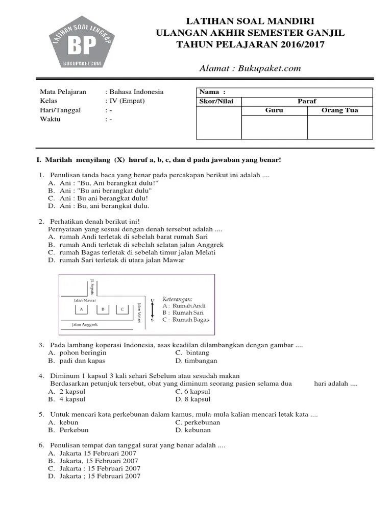 Gagasan pokok sering disebut juga. Latihan Soal Uas Bahasa Indonesia Kelas 4 Sd Pdf