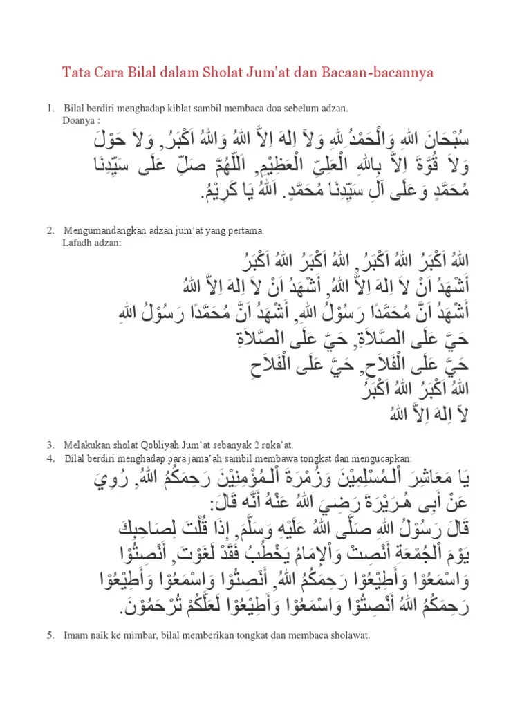 Tata Cara Bilal Dalam Sholat Jumat Dan B | PDF | Shalat | Perilaku dan  Pengalaman Islam