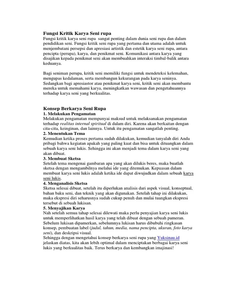 Fungsi Kritik Karya Seni Rupa | PDF