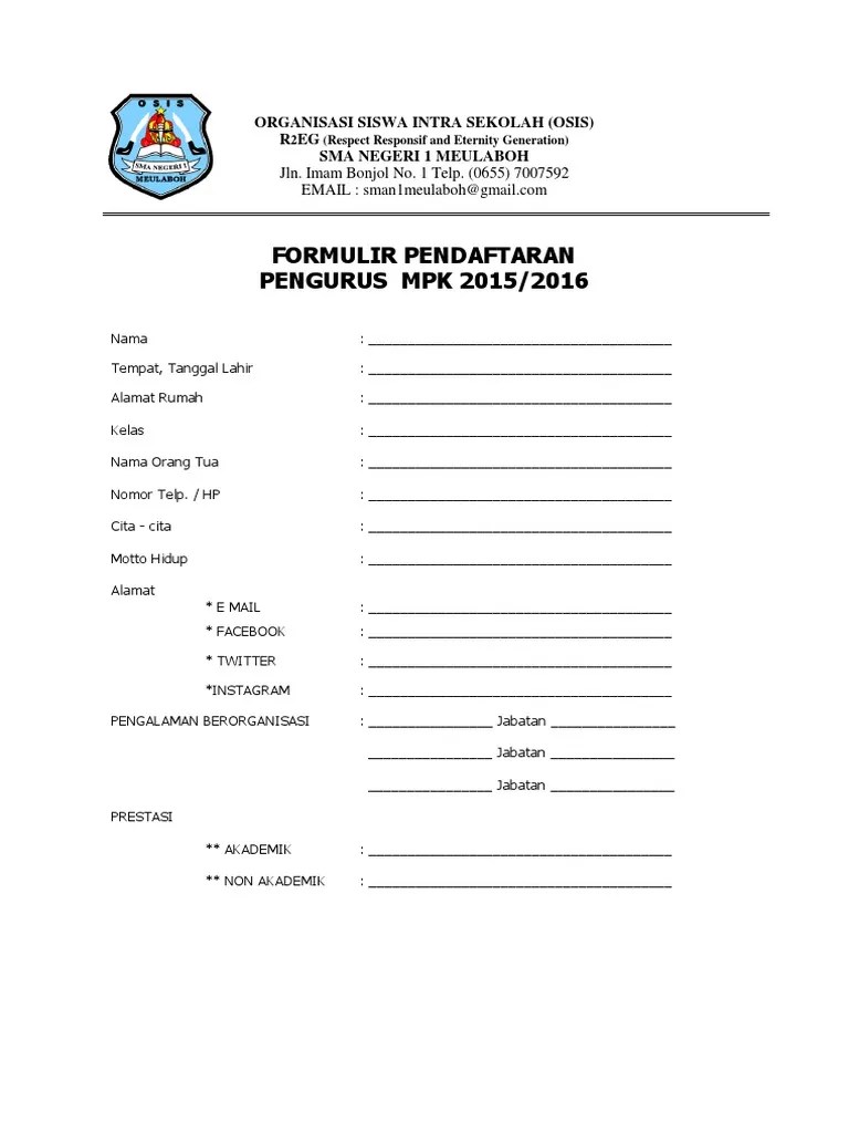 Formulir MPK (Contoh) | PDF