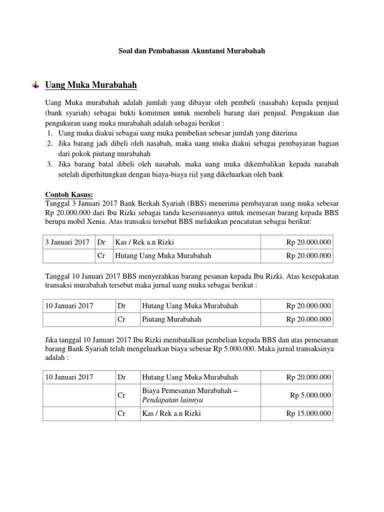 Data berupa laporan keuangan, jurnal, dan data yang diperoleh dalam bentuk tulisan yang berupa gambaran umum perusahaan, diperoleh melalui penelitian, yaitu . Soal Akuntansi Murabahah Rizki Silva Pdf