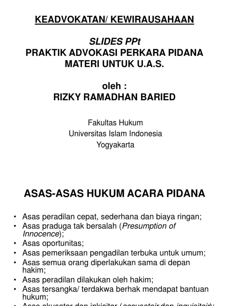 Praktek Advokasi Perkara Pidana (Materi) | PDF