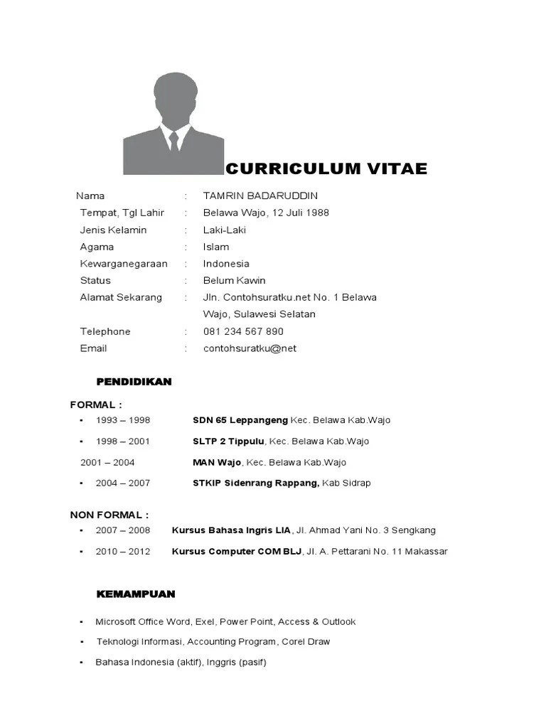 Drh adalah dokumen yang biasa dibawa saat melamar kerja. 8 Contoh Curriculum Vitae Atau Biodata Diri Daftar Riwayat Hidup File Word Pdf
