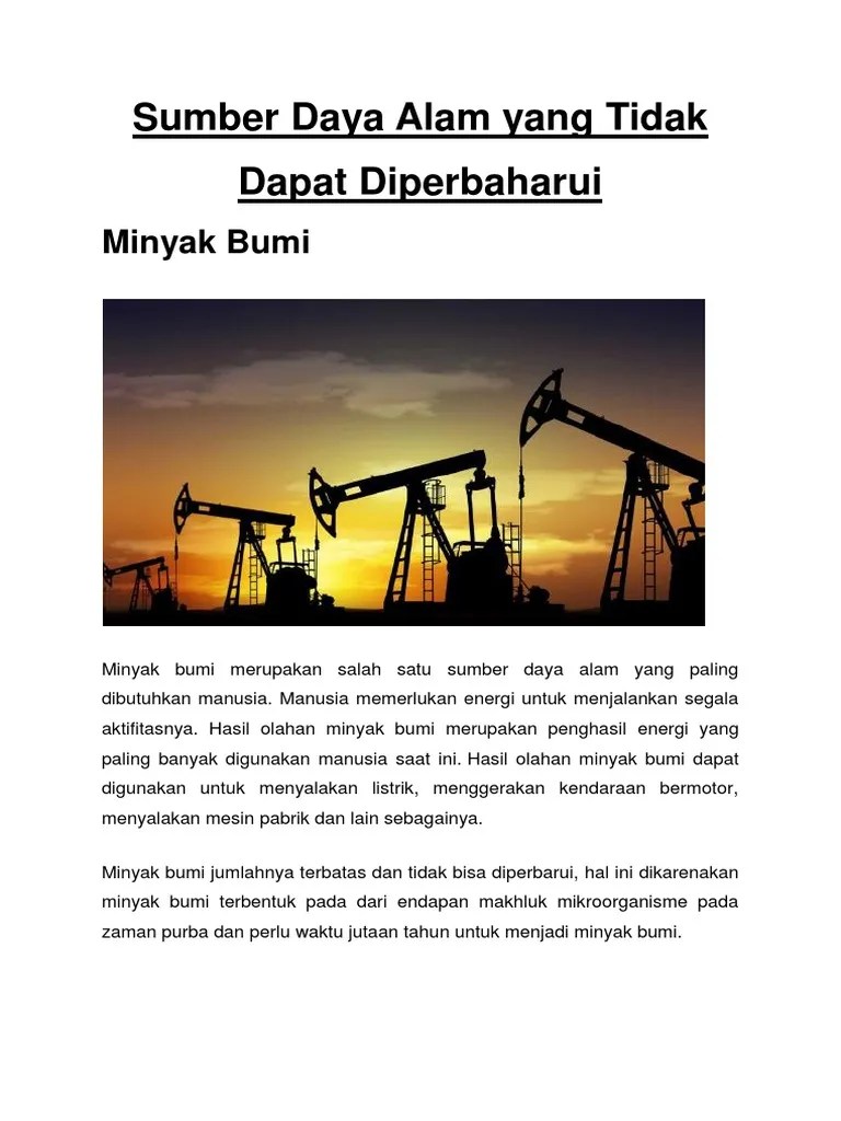 Sumber Daya Alam Yang Tidak Dapat Diperbaharui | PDF