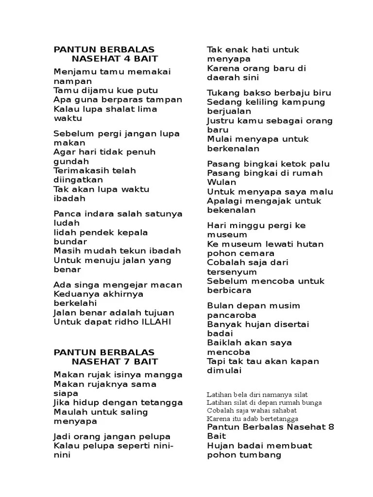 Pantun Berbalas Nasehat 4 Bait | PDF