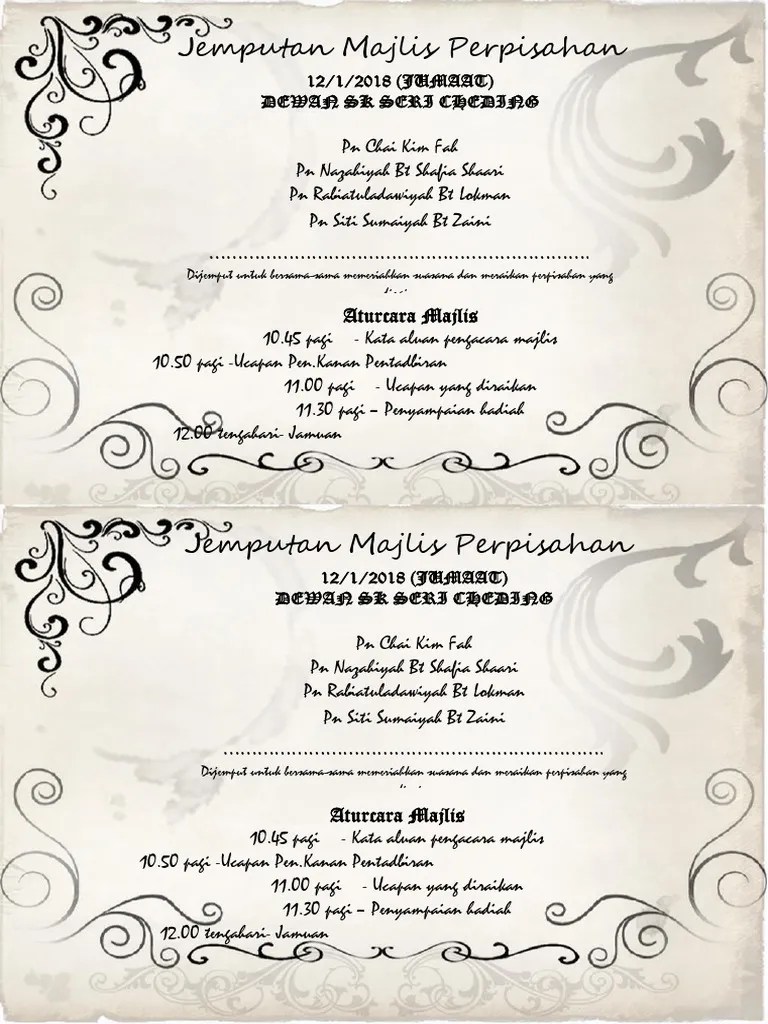 Perpisahan boleh menjadi sedih, tapi jika anda perlu . Kad Jemputan Majlis Perpisahan Pdf
