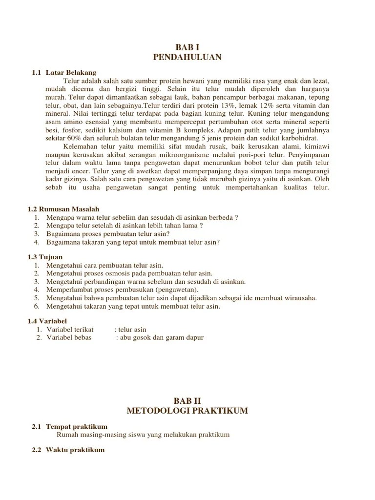 Contoh Laporan Hasil Pengamatan Telur Asin