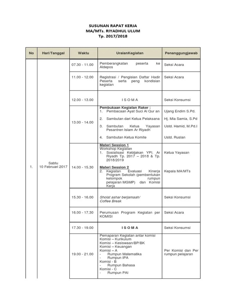 Contoh Susunan Acara Rapat Kerja Koni - Delinewstv