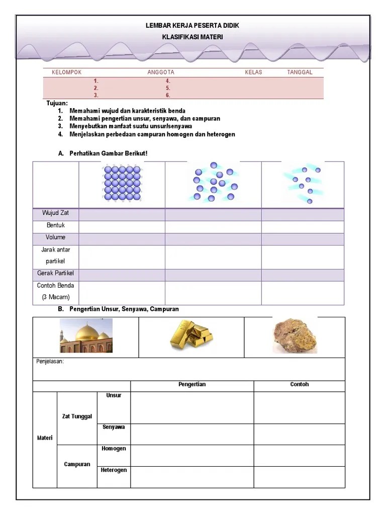 Berdasarkan susunan kimianya, materi dikelompokkan menjadi tiga berikut ini, kecuali …. Lkpd Klasifikasi Zat Materi Smp Kelas 7 Pdf