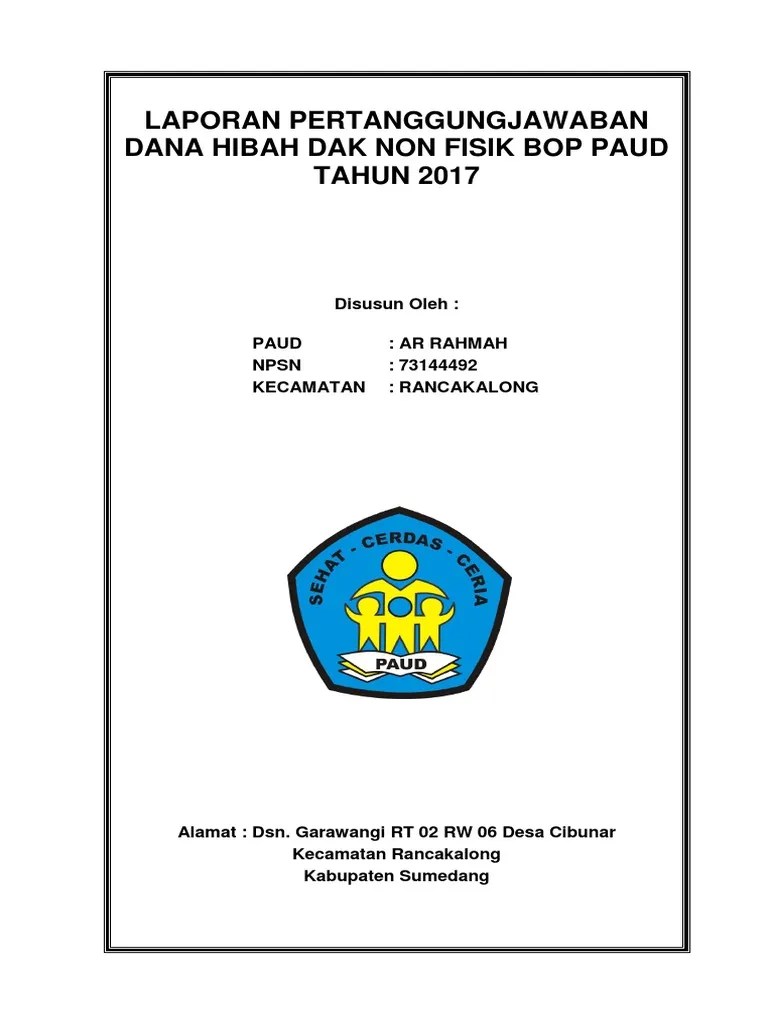 Contoh laporan pertanggungjawaban bantuan bop pesantren / mdta. Cover Laporan Pertanggungjawaban Penggambar
