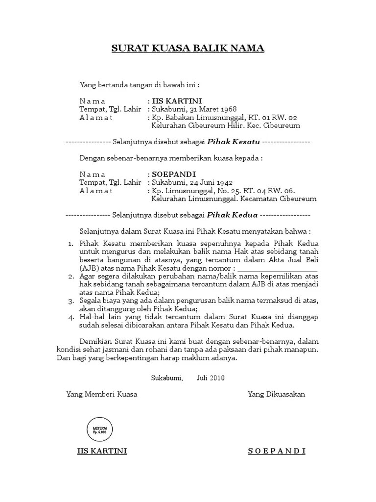 Pensiunan pegawai negeri sipil (pns) · selanjutnya disebut pihak pertama. Surat Kuasa Pdf
