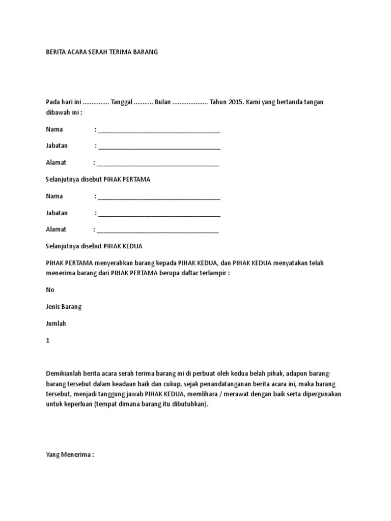 Pada hari ini senin tanggal sepuluh bulan . Contoh Berita Acara Serah Terima Inventaris Barang Sekolah 2 Pdf