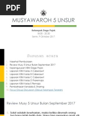 Musyawaroh 5 Unsur - Oktober 2017 | PDF