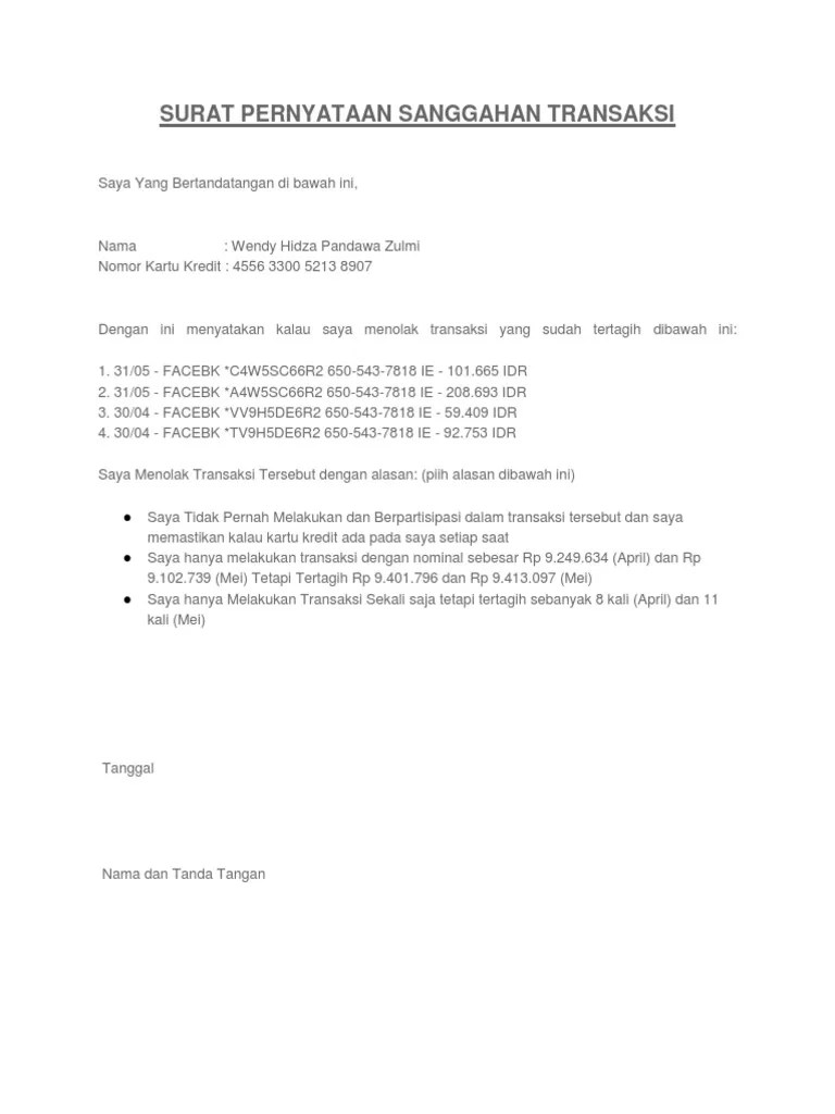 Lihat 223+ surat sanggahan kartu kredit bca. Surat Penyanggahan Transaksi Kartu Kredit Bca Pdf