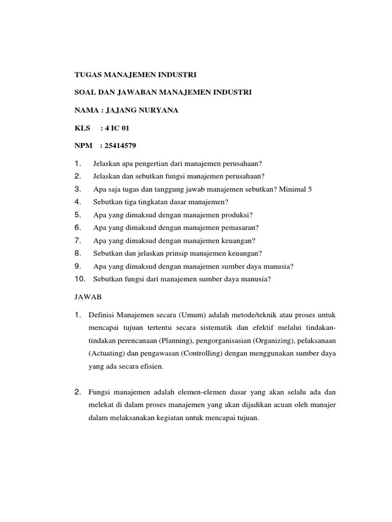 Tugas Manajemen Industri | PDF