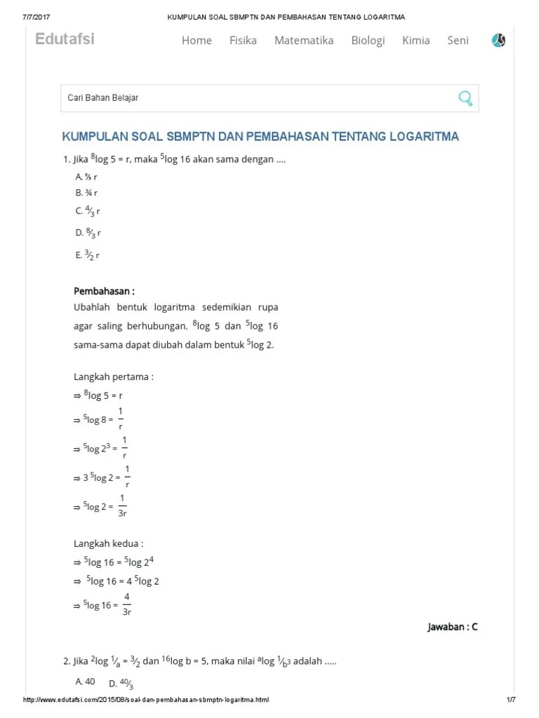 Soal hots matematika tipe un sbmptn logaritma ajar pipolonfo youtube. Contoh Soal Hots Tentang Logaritma