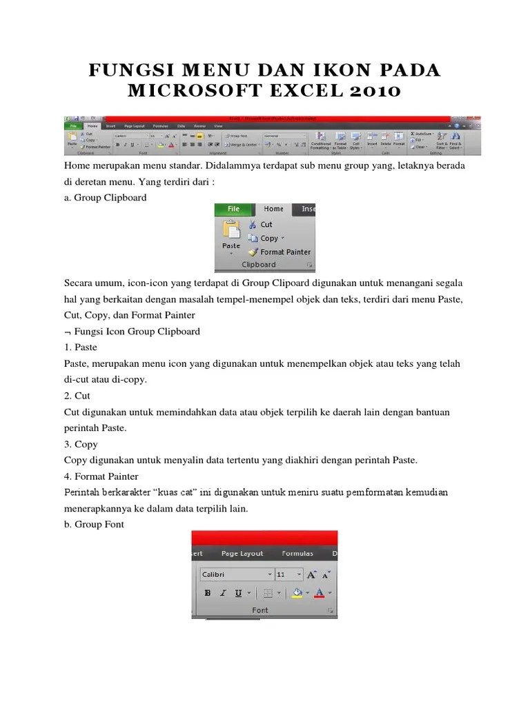 Fungsi Menu Dan Ikon Pada Microsoft Excel 2010 Beserta Gambarnya – Mudah