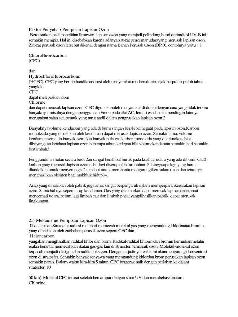Faktor Penyebab Penipisan Lapisan Ozon | PDF