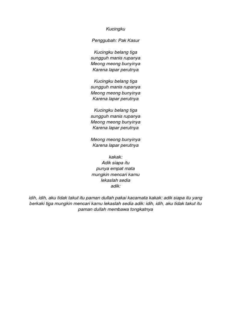 Lirik Kucingku | PDF