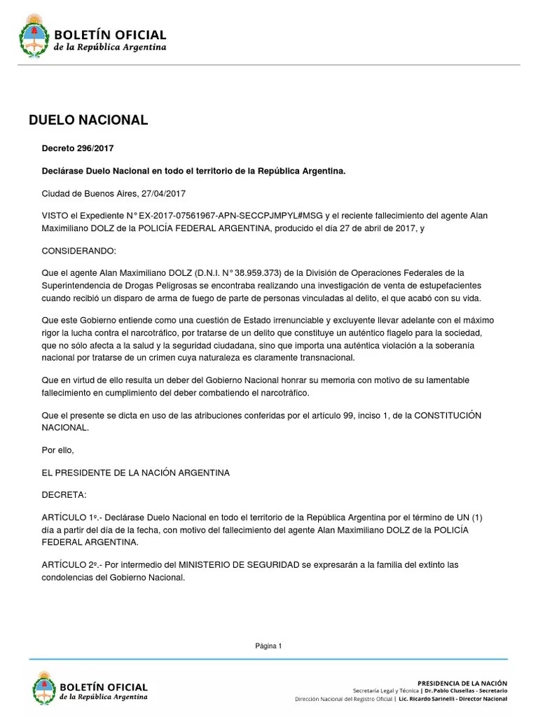 Jun 30, 2021 · alexis sánchez se entrena y viaja con chile rumbo a río de janeiro para el duelo ante brasil el viernes por los cuartos de final de la copa américa Utn 2017 Duelo Nacional Decreto 296 2017 Pdf Argentina Gobierno