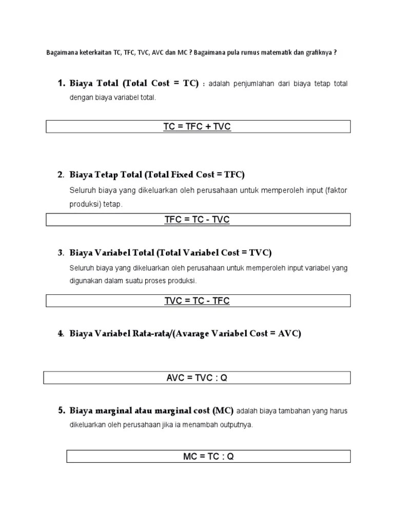 Bagaimana Keterkaitan TC TFC TVC AVC Dan MC | PDF