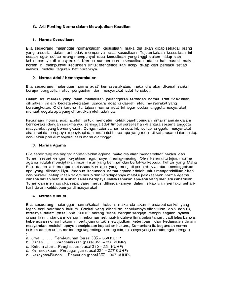 Arti Penting Norma Dalam Mewujudkan Keadilan | PDF
