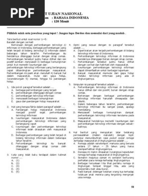 Diperkirakan untuk un atau usbn sd tahun 2019/2020 akan. Soal Un Bahasa Indonesia Kls Xii Lat 32 Pdf