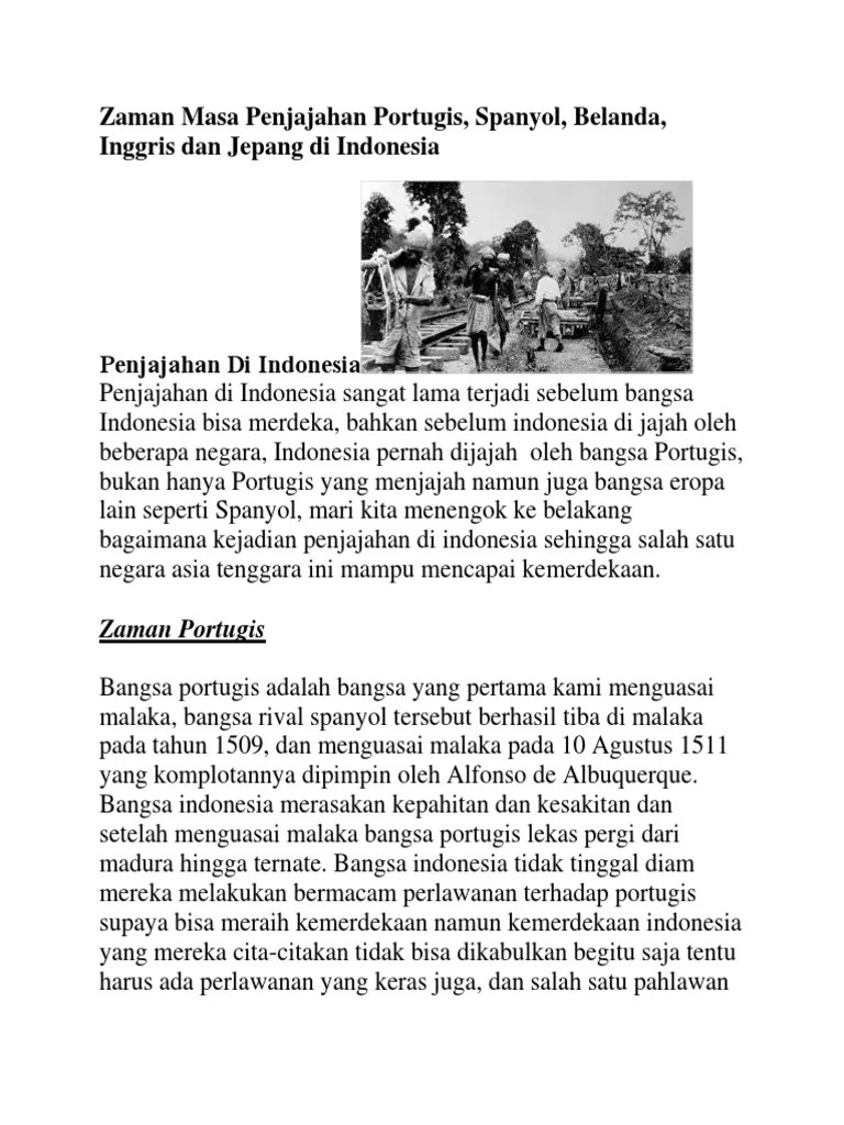 Masa Penjajahan Portugis Di Indonesia