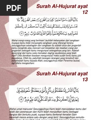 Ayat Dan Terjemahan Surah Al-Hujurat 12-16 | PDF