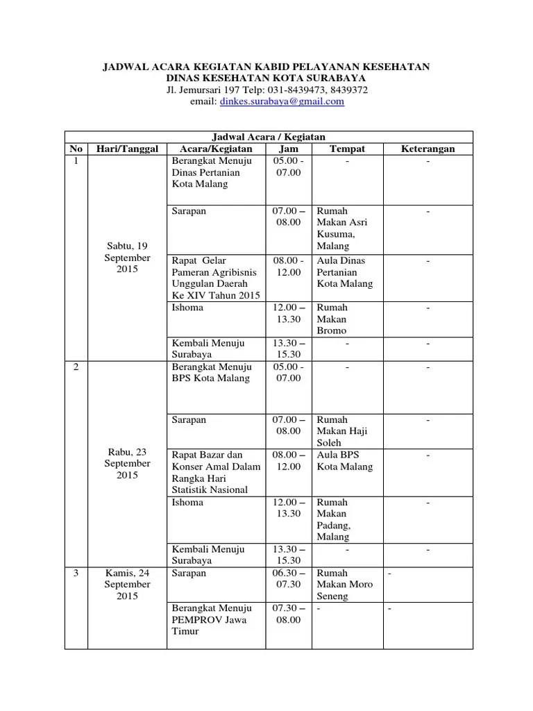Contoh Agenda Perjalanan Dinas – Beinyu.com