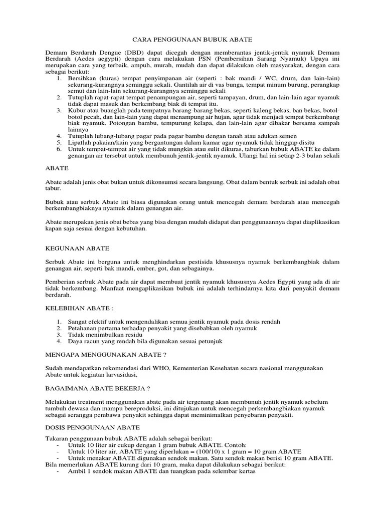 Cara Penggunaan Bubuk Abate | PDF