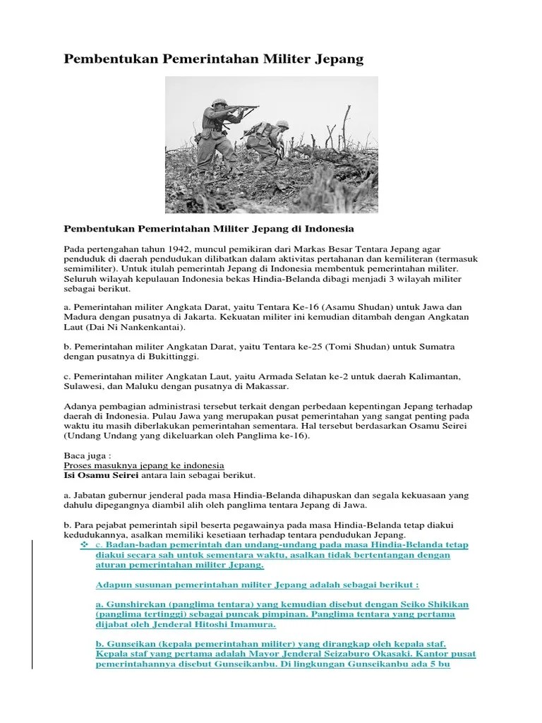 Pembentukan Pemerintahan Militer Jepang | PDF