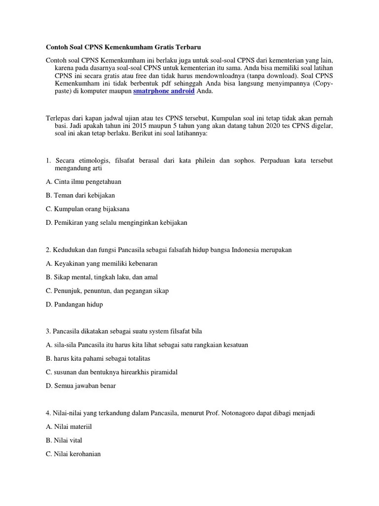 Contoh soal cpns 2021 kemenkumham 2021 pada . Contoh Soal Cpns Kemenkumham