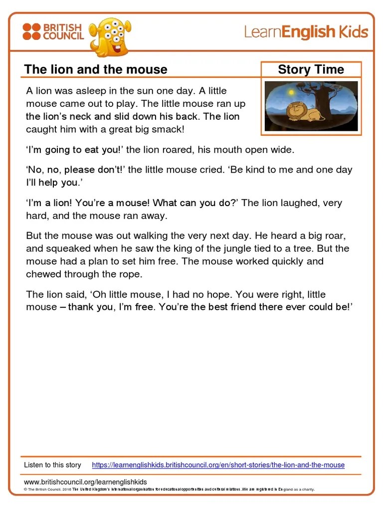 Lions are the majestic mammals known for strength and power. Story Time The Lion And The Mouse Transcript V2 Pdf