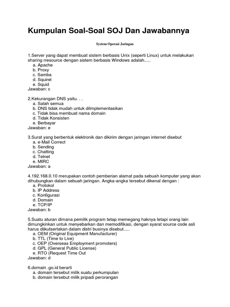 Download Soal Subnetmask Dan Kunci Jawaban