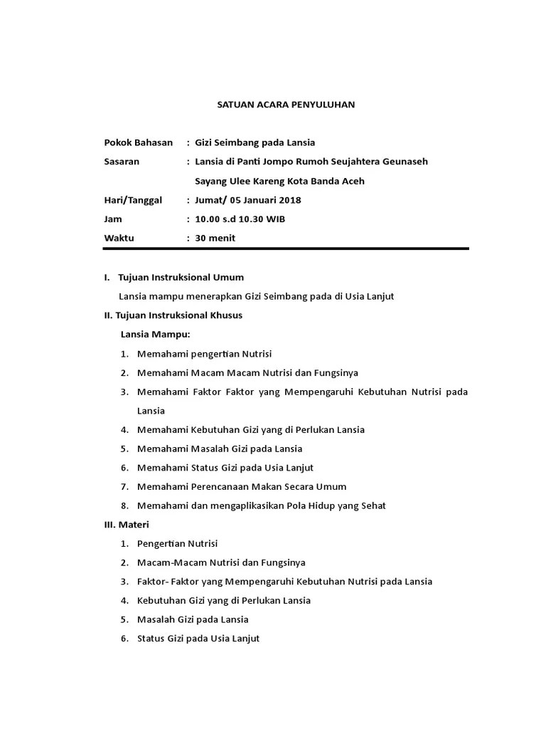 Sap Gizi Seimbang Pada Lansia | PDF